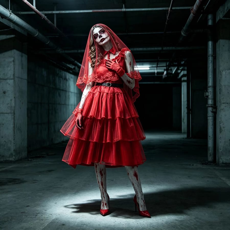 Adult Bloody Bride Gown with Veil