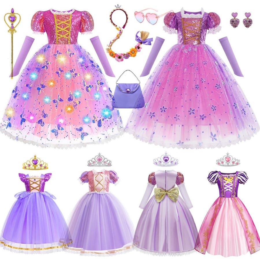 Kids Glitter Princess Dress-Up Costume Set