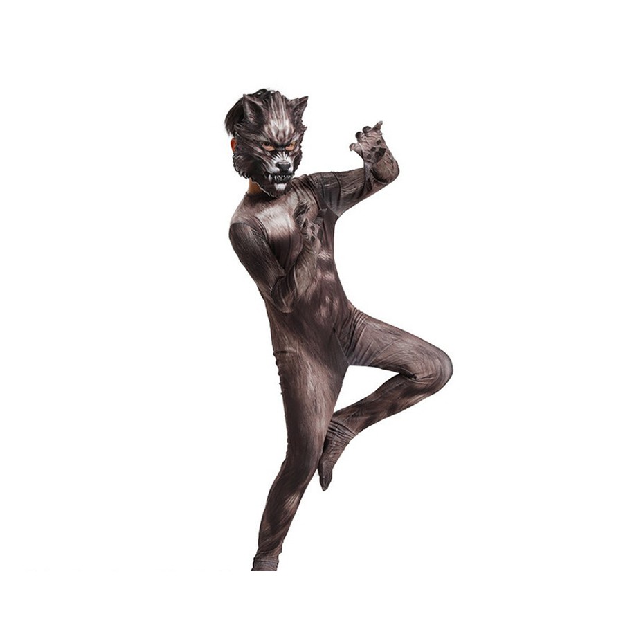 Kids Werewolf Bodysuit Costume with 3D Mask