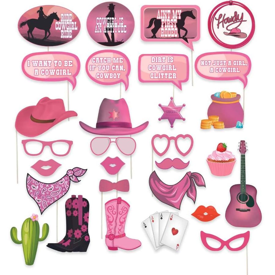 Western Cowgirl Photo Booth Props Kit, 29 Pieces